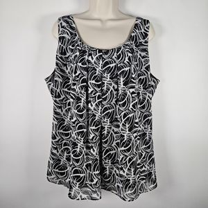 Spense Women's Sleeveless Black And White Pleated Top With Overlay Size …
